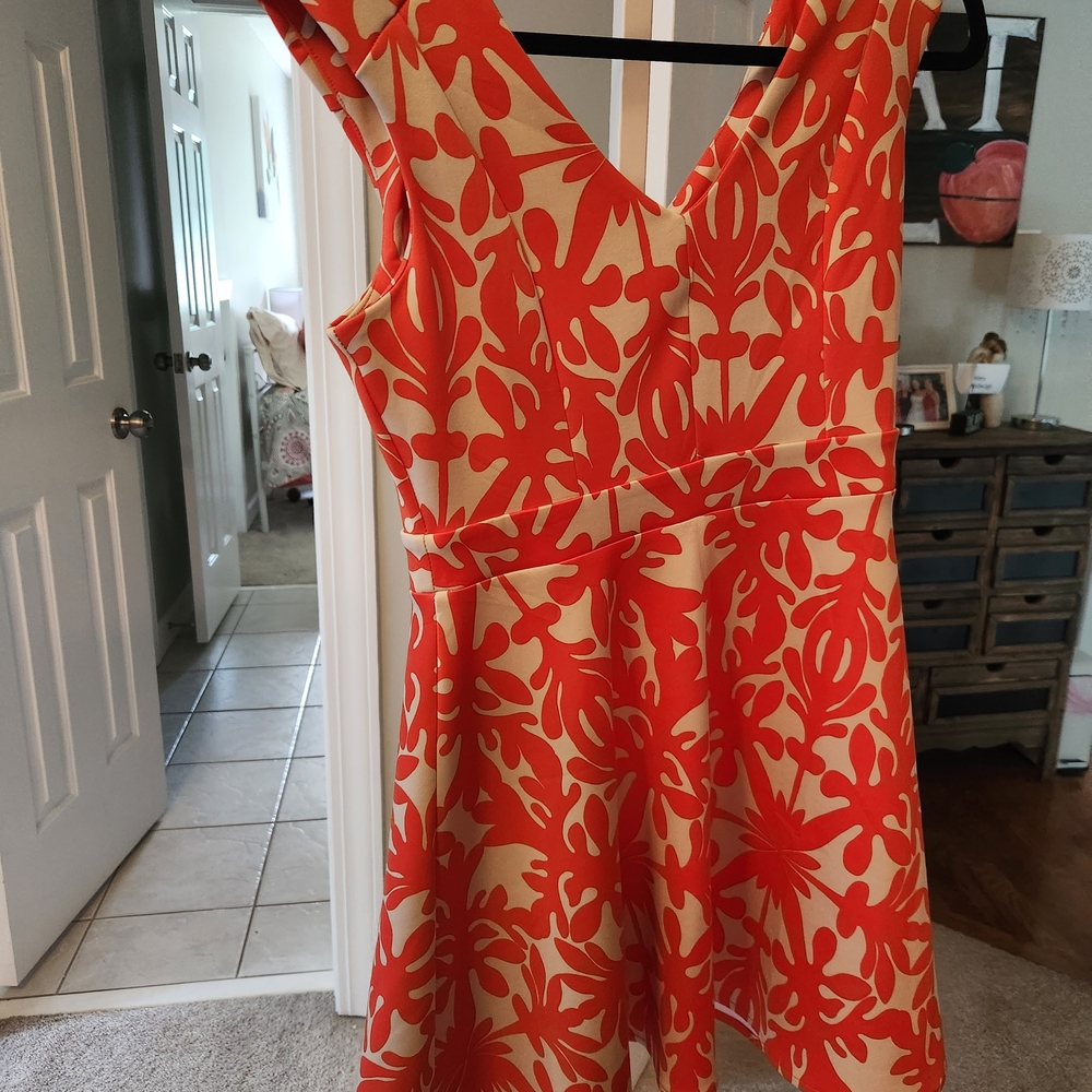 Pink Owl Vibrant Orange Sleeveless Dress Size Large - Picture 6 of 8